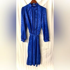 Vintage Blue Long-Sleeve Dress